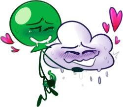 balloony_(bfdi) battle_for_dream_island bfdi blush cloudy_(bfdi) heart masturbation object_show object_shows sweat tentacle_penis