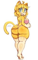 1girls anthro ass big_ass big_breasts big_butt blonde_hair blue_eyes blush breasts butt cat_ears cat_tail eye_contact female female_only furry ichig8miruku legwear looking_at_viewer looking_back original short_hair solo solo_female standing tail thick_thighs thighhighs thighs yellow_body yellow_fur