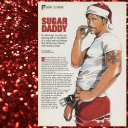 article belt candy_cane christmas english_text flaccid flaccid_penis kentartwork magazine male male_only muscles muscular muscular_male penis_out sugar_daddy tattoo unzipped_pants