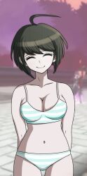 1girls accurate_art_style bra cheeeeeeeeeeeeen danganronpa danganronpa_ultra_despair_girls female hands_behind_back naegi_komaru panties smile smiling solo solo_female straight_hair tagme underwear underwear_only