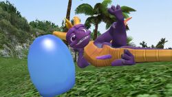 activision anthro anthro_only blue_body dragon drakeledragon duo erection feral genitals legs_up looking_at_another male penis presenting presenting_penis purple_eyes purple_penis slime smile spyro spyro_the_dragon video_games