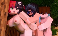 1boy 1futa 1girls 3d adult ahe_gao anon bisexual bisexual_(female) black_hair breasts brown_hair commission ellie_walls_(odysseyellie) female forest from_behind futa_on_female futanari glasses love_train male male_on_futa mine-imator minecraft mori_rose_(morirosemc) morirosemc multicolored_eyes multicolored_hair nude open_mouth outdoors pov public_sex standing standing_sex tongue_out tree trees vaginal_penetration