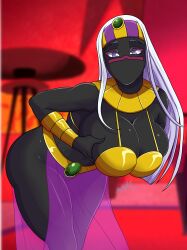 1girls 2021 absurd_res alien black_skin breasts cleavage covered_nipples dark_skin duck_dodgers eyes female half_body ninja-8004 queen_tyr'ahnee revealing_clothes signature solo solo_female white_hair wide_hips