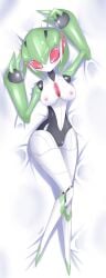 athletic_female bed bedroom bedroom_eyes blue_background body_pillow female female_focus female_only gardevoir green_hair heart human_on_pokemon nude paradox_pokemon pink_eyes pink_nipples pokémon_(species) pokemon pokemon_(species) pokemon_sv robot robot_gardevoir robot_girl robot_humanoid small_breasts zerokun135