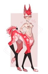 centaur centaur_girl centauress equid_taur fauxhawk female horse_girl mohawk_(hairstyle) oc pink_mohawk short_hair taur tomboy