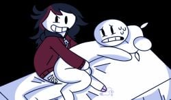 2boys black_hair boyinaband cum cumming dubious_consent evil_grin gay gay_sex hair_streak long_hair long_hair_male male_only red_hoodie smiling sweat tagme theodd1sout theodd1sout_(character) yaoi youtube youtuber youtuber_boy youtubers