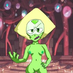 breasts breasts_out gem gem_(species) gemstone green_body green_eyes green_skin peridot_(steven_universe) plintire_(artist) pussy self_upload shaded shoulders small_breasts steven_universe tagme textless textless_version thighs