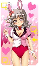 alternate_version_available blush breasts bunny_ears bunny_girl bunny_tail bunnysuit cleavage danganronpa danganronpa_2:_goodbye_despair female_only jacket large_breasts nanami_chiaki shiguko smooth_skin super_danganronpa_2