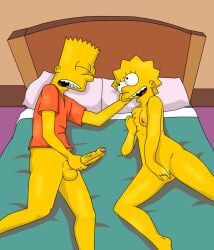 1boy 1boy1girl 1girls 2022 aged_up bart_simpson bed bedroom breasts brother brother_and_sister closed_eyes color digital_media_(artwork) erection evilweazel female female_masturbation foreskin glans hi_res incest indoors lisa_simpson looking_pleasured lying male male_masturbation masturbation mutual_masturbation nude on_bed open_mouth partially_retracted_foreskin penis siblings small_breasts spiky_hair the_simpsons uncensored uncut vagina vaginal_juices yellow_skin