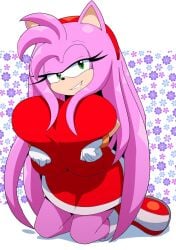 1girls alternate_breast_size amy_rose anthro anthro_only anthrofied bare_shoulders big_breasts breasts female female_only green_eyes huge_breasts humanoid kojiro-brushard large_breasts long_hair mobian_(species) pink_fur pink_hair pinup sega solo solo_female sonic_(series) sonic_the_hedgehog_(series) tagme voluptuous