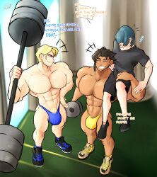 3boys abs balls biceps bulge byleth_(fire_emblem) byleth_(fire_emblem)_(male) claude_von_riegan dark-skinned_male dark_skin dialogue dimitri_alexandre_blaiddyd english_text excessive_cum fire_emblem fire_emblem:_three_houses flaccid gay hyper hyper_balls hyper_genitalia hyper_penis hyper_testicles kingdom_velvet male male_focus male_only multiple_boys muscles muscular muscular_arms muscular_ass muscular_back muscular_legs muscular_male muscular_thighs nintendo nipples pecs penis source_request testicles text veins veiny_penis yaoi