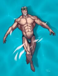 balls beard blizzard_entertainment bulge dilf facial_hair ilovefsushi love_sushi lying lying_on_back male male_only muscles muscular overwatch overwatch_2 penis scuba_sigma sigma_(overwatch) solo solo_male water