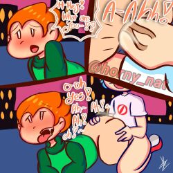 2boys blue_hair boyfriend_(friday_night_funkin) comic friday_night_funkin gay gay_sex horny_nat male male/male male_only mob_face orange_hair pico_(newgrounds) sex smile