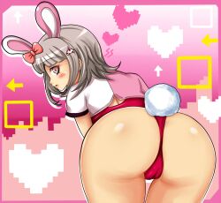 alternate_version_available ass behind_view blush bunny_ears bunny_girl bunny_tail cameltoe danganronpa danganronpa_2:_goodbye_despair female_only large_ass looking_back nanami_chiaki shiguko smooth_skin super_danganronpa_2 thick_ass