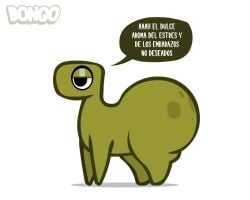 ass ass_bigger_than_head big_ass big_butt bongo_(character) bongo_(series) bonguitoweon dinosaur green_body green_skin huge_ass huge_butt large_ass large_butt simple spanish_text text translated translated_in_comments