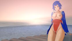 1girls 3d big_breasts bikini blue_hair breasts breasts_out breasts_outside emily_(stardew_valley) female female_only hagiwara_studio koikatsu koikatsu_(medium) light-skinned_female light_skin looking_at_viewer red_bikini red_swimsuit solo solo_female stardew_valley swimsuit