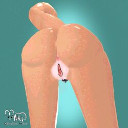 3d ambiguous_gender ambiguous_species anatomically_correct anatomically_correct_genitalia anatomically_correct_pussy animal_genitalia animal_pussy anthro anus ass bent_over digital_media_(artwork) feline_pussy genitals hi_res low-angle_view mynka nude pink_butt presenting presenting_pussy pubes pussy solo