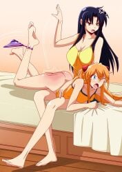 2girls adult_and_teenager age_difference asuka_langley_sohryu auburn_hair bare_ass barefoot barkyhito black_hair blue_eyes blush brown_eyes crying european european_female female female_only femdom femsub german ginger ginger_hair half-dressed lesbian lezdom light-skinned_female light_skin mature_female milf misato_katsuragi multiple_girls neon_genesis_evangelion older_woman_and_teenage_girl one_eye_closed orange_clothing orange_hair orange_tank_top over_the_knee over_the_knee_spanking panties_down partially_clothed purple_hair spank_marks spanked spanking tank_top teenage_girl teenager yellow_clothing yellow_tank_top young yuri