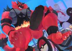 abs anthro balls biceps bodybuilder cum cum_on_penis cumming excessive_cum flexing furry gay hyper hyper_balls hyper_genitalia hyper_muscles hyper_penis hyper_testicles incineroar kunn_(artist) machoke male male_focus male_only muscles muscular muscular_arms muscular_ass muscular_back muscular_legs muscular_male muscular_thighs nipples pecs penis penis_growth pokemon pokemon_(species) testicles veins veiny_penis vore