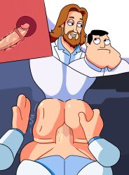 american_dad big_ass black_hair brown_hair erect_while_spanking gay large_penis male_penetrating male_penetrating_male spanking stan_smith white_shirt yaoi