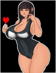 1girls 2d alternate_version_available big_ass big_breasts big_butt bikini black_bikini brown_hair cleavage closed_eyes crazypearl female female_only frisk hourglass_figure human human_female human_only long_hair solo thick_thighs undertale undertale_(series)