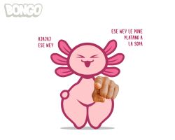 :3 anthro axolotl bongo_(series) bonguitoweon cute furry meme pointing pointing_at_viewer spanish_text text thick_thighs translated translated_in_comments