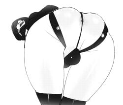 1boy anus ass backsack balls bent_over doxy easy_access face_mask from_behind male_anus male_only monochrome perineum presenting_hindquarters sketch