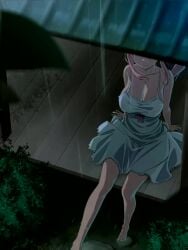 1girls 2022 animated big_breasts breasts cleavage dress female female_focus kaynimatic long_hair mp4 pink-haired_girl_(kaynimatic) ponytail rain raining solo solo_female solo_focus sound video