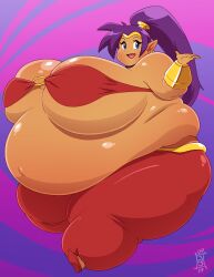 1girls bbw belly big_belly big_breasts breasts dark-skinned_female dark_skin fat female huge_belly huge_breasts morbidly_obese obese overweight overweight_female seriojainc shantae shantae_(character) ssbbw wide_hips