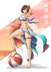 1girls alluring asian_female athletic_female ball bare_shoulders beachball big_breasts bikini breasts brown_hair female female_abs female_only fit_female flower fully_clothed gdaigonart geoffrey_daigon hair_flower hair_ornament high_res kazama_asuka namco short_hair solo solo_female swimsuit tekken tekken_5 tekken_5_dark_resurrection tekken_tag_tournament_2