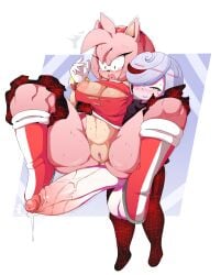 1futa 1girls 2022 amy_rose big_ass big_breasts big_penis blush chaos_nsfw dress futa_on_female futanari precum precum_drip red_highlights sage_(sonic_frontiers) sega short_hair sonic_(series) sonic_frontiers sonic_the_hedgehog_(series) tagme white_hair