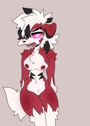 animal_humanoid anthro big_nipples breasts fan_character female flat_colors generation_7_pokemon hi_res horny humanoid lycanroc midnight_lycanroc nintendo nipples original_characters pokemon pokemon_(species) pokemon_humanoid pokemorph solo video_games