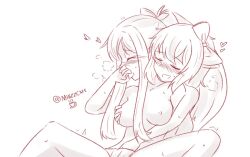 2girls bow closed_eyes covering_mouth doki_doki_literature_club duo female female_only fingering fingering_partner fingering_pussy flushed_face groping groping_breast heart lesbian masturbating masturbation minzzway monika_(doki_doki_literature_club) monochrome multiple_girls open_mouth panties sayonika sayori_(doki_doki_literature_club) sketch sweat sweating white_background yuri