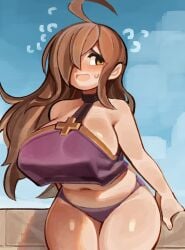 1girls big_breasts breasts brown_hair female female_only huge_breasts kono_subarashii_sekai_ni_shukufuku_wo! solo solo_female thick_thighs wamudraws wide_hips wiz_(konosuba)