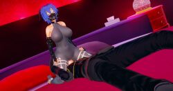 3d_(artwork) chanax30 chanax30_(artist) cunnilingus_through_clothes facesitting female_version ganyu_(genshin_impact)_(cosplay) genshin_impact joaquínworld12 koikatsu legs_grab male_domination moaning ryuga