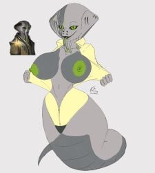 alien concept_art fur green_eyes grey_skin humanoid oc reptile reptile_humanoid snake snake_humanoid stellaris