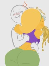 2d anon big_ass big_breasts bubble_butt edit emetophilia emoji_(race) emoji_slut hugging no_outlines puke puking slobbyslapper sssir sssir8 text third-party_edit vomit vomiting warm yellow-skinned_female yellow_skin