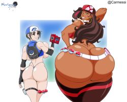 backboob carmessi gala huge_ass huge_breasts long_hair looking_back nintendo noriyuki83 pokemon short_hair thick_thighs yukino