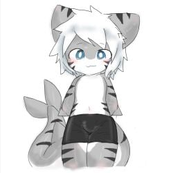 ambiguous_gender anthro blue_eyes blush changed_(video_game) changed_fan_artist chano cute furry shark tiger_shark tiger_shark_(changed)