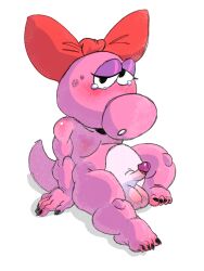 birdetta birdo blush blushing cappanic mario_(series) pink_skin red_ribbon ribbon solo tagme tears