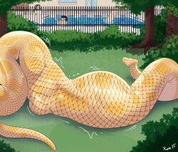 masturbation orgasm orgasm_face pool rupie_(artist) skinny_dipping snake snake_vore vore wet_skin