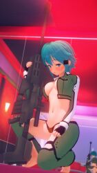 1girls 3d asada_shino female gun_gale_online koikatsu nude pinup sinon sniper sword_art_online tenguyurilove