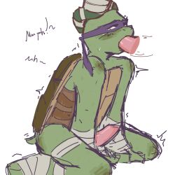 anthro blowjob donatello donatello_(tmnt) facefuck hand_on_head hands_between_legs legs_apart male male_only raphael sitting teenage_mutant_ninja_turtles text tmnt_2012 turtle turtle_penis