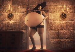 1girls 3d alcina_dimitrescu belly big_belly big_breasts bra breasts female hand_on_hip hat high_heels hyper hyper_belly hyper_pregnancy large_breasts lingerie mature mature_female milf mother pestilad pregnant pregnant_older_female resident_evil resident_evil_8:_village solo wine_glass