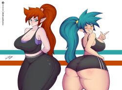 2girls ass big_ass bubble_ass bubble_butt female female_only mrstudmuffin original original_character short_shorts thick_ass thick_thighs