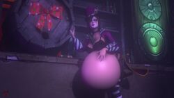 1girls 3d belly_inflation big_belly big_breasts bloated bloated_belly borderlands bra breasts cleavage female inflation mad_moxxi pestilad