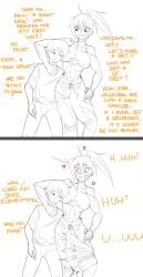 1boy 1futa 2022 2koma arm_around_shoulder balls bet blush breasts bulge clothed clothing comic duo english_text erection erection_under_clothes flustered fully_clothed futanari hand_on_hip heart hearts_around_head huge_cock human infatuation long_hair love_confession male pants panzermeido penis ponytail secunduspublius shorter_male simple_background sketch sleeveless sports_bra standing sweatpants taller_futanari text tomboy toned toned_futa torn_clothes torn_pants uncommon_stimulation veiny_penis wardrobe_malfunction white_background wholesome