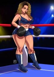 1girls 2022 artist_name athletic athletic_female big_breasts black_boxing_gloves black_gloves boxer boxing boxing_gloves boxing_ring boxing_shoes boxing_stance breasts busty commission exhibition eyebrows eyelashes eyes female female_focus fighter fit fit_female gabocaricaturas gloves hair hips human humanoid iris_velazquez legs light-skinned_female light_skin lips original original_character shoes thick thick_legs thick_thighs thighs toned toned_female voluptuous watermark wide_hips