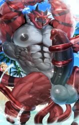 2022 abs anthro arcanine beach biceps blush cum cumming furry gay hyper hyper_balls hyper_genitalia hyper_penis hyper_testicles incineroar magangz male male_focus male_only muscle muscles muscular muscular_arms muscular_ass muscular_back muscular_legs muscular_male muscular_thighs nintendo nipples ocean pecs pokémon_(species) pokemon pokemon_(species) speedo tentacle veins veiny_penis water