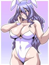 1girls ;) alternate_costume bare_thighs breasts bunny_ears bunny_girl bunnysuit camilla_(fire_emblem) choker cleavage female female_only fire_emblem fire_emblem_fates hair_between_eyes inabakun00 large_breasts leotard long_hair looking_at_viewer nintendo one_eye_closed pink_eyes purple_hair smile solo thighs wink